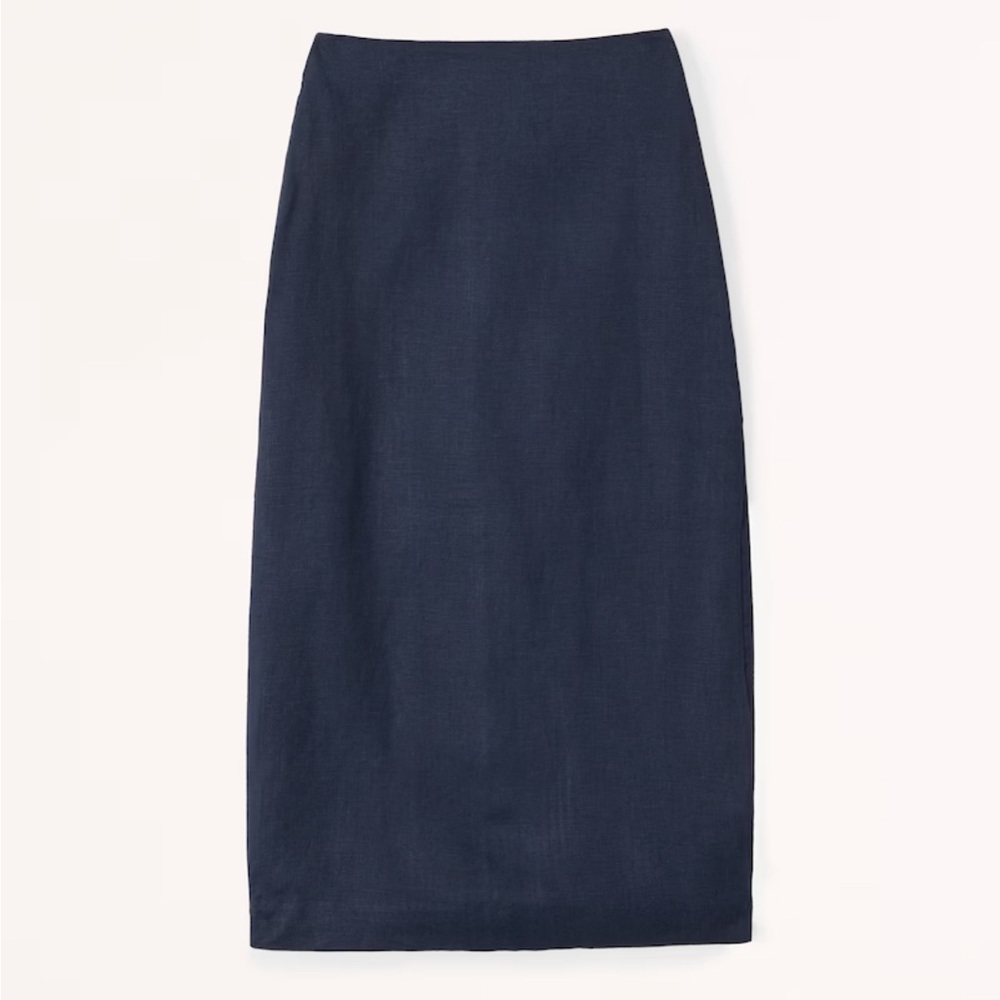 Abercrombie Premium Linen Midi Skirt in Navy Size SP NWOT